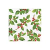 Painted Holly White Recycled Cocktail Napkins - includes 20 Cocktail Napkins