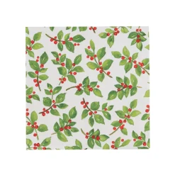 Painted Holly White Recycled Cocktail Napkins - includes 20 Cocktail Napkins