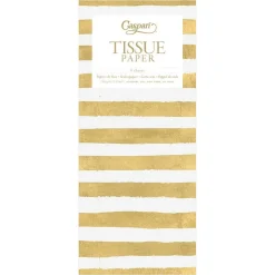 Painted Stripe Tissue Paper in Gold & White - 4 Sheets Included