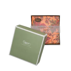 Paisley Leaves Coral Boxed Cocktail Napkins - includes 12 Boxed Cocktail Napkins