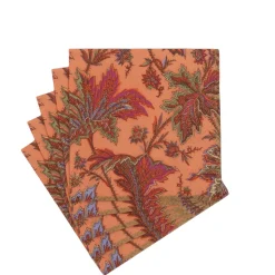 Paisley Leaves Coral Cocktail Napkins - includes 20 Cocktail Napkins