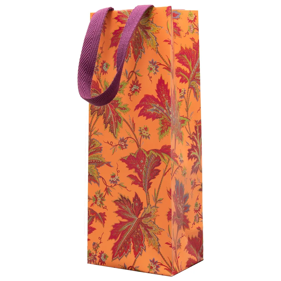 Paisley Leaves Coral Gift Bags - includes 1 Gift Bags
