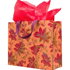 Paisley Leaves Coral Gift Bags - includes 1 Gift Bags