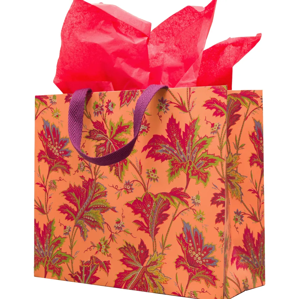 Paisley Leaves Coral Gift Bags - includes 1 Gift Bags
