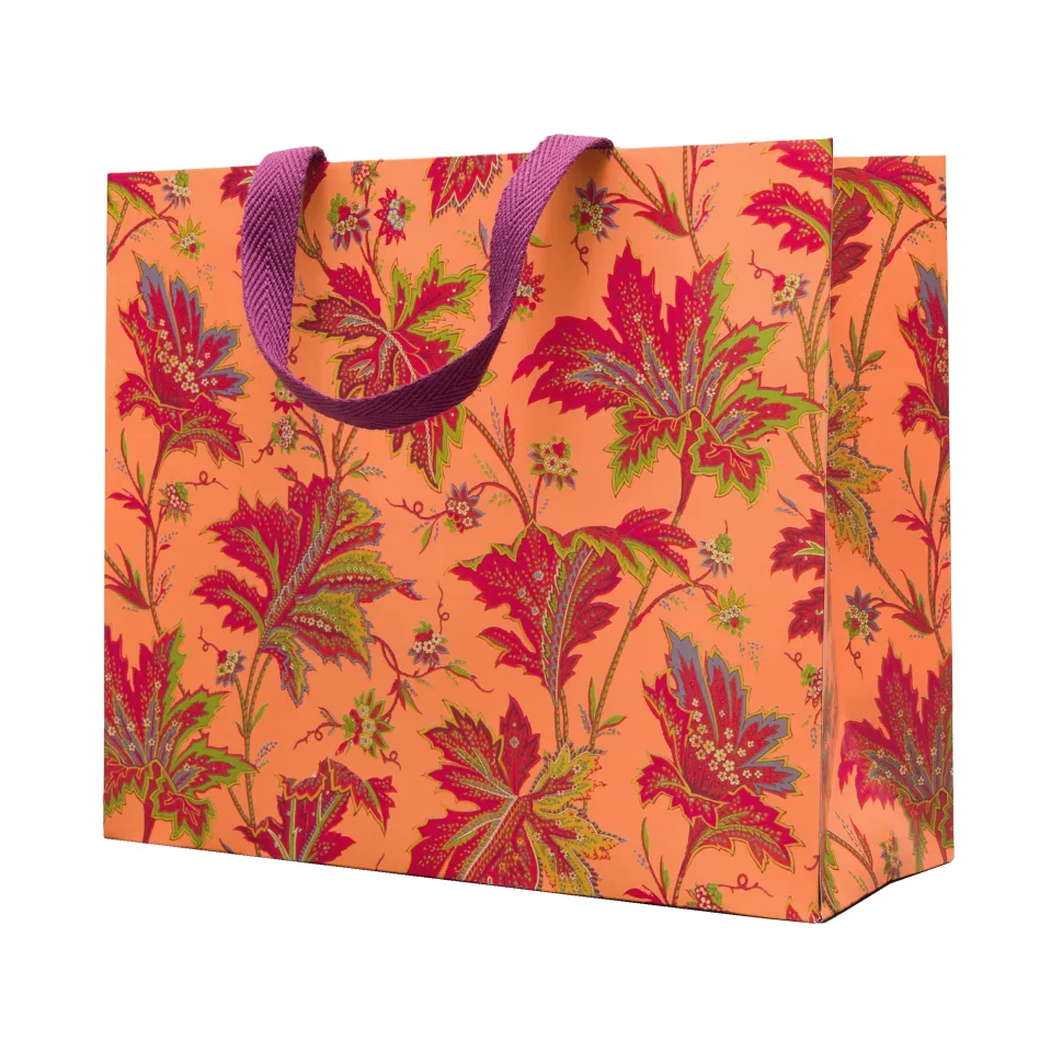 Paisley Leaves Coral Gift Bags - includes 1 Gift Bags