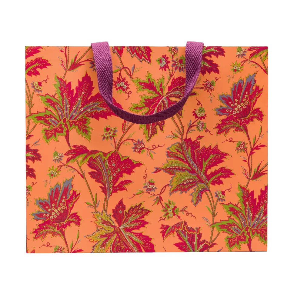 Paisley Leaves Coral Gift Bags - includes 1 Gift Bags