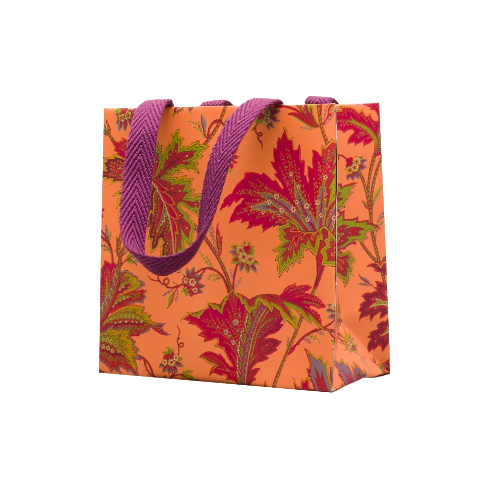 Paisley Leaves Coral Gift Bags - includes 1 Gift Bags