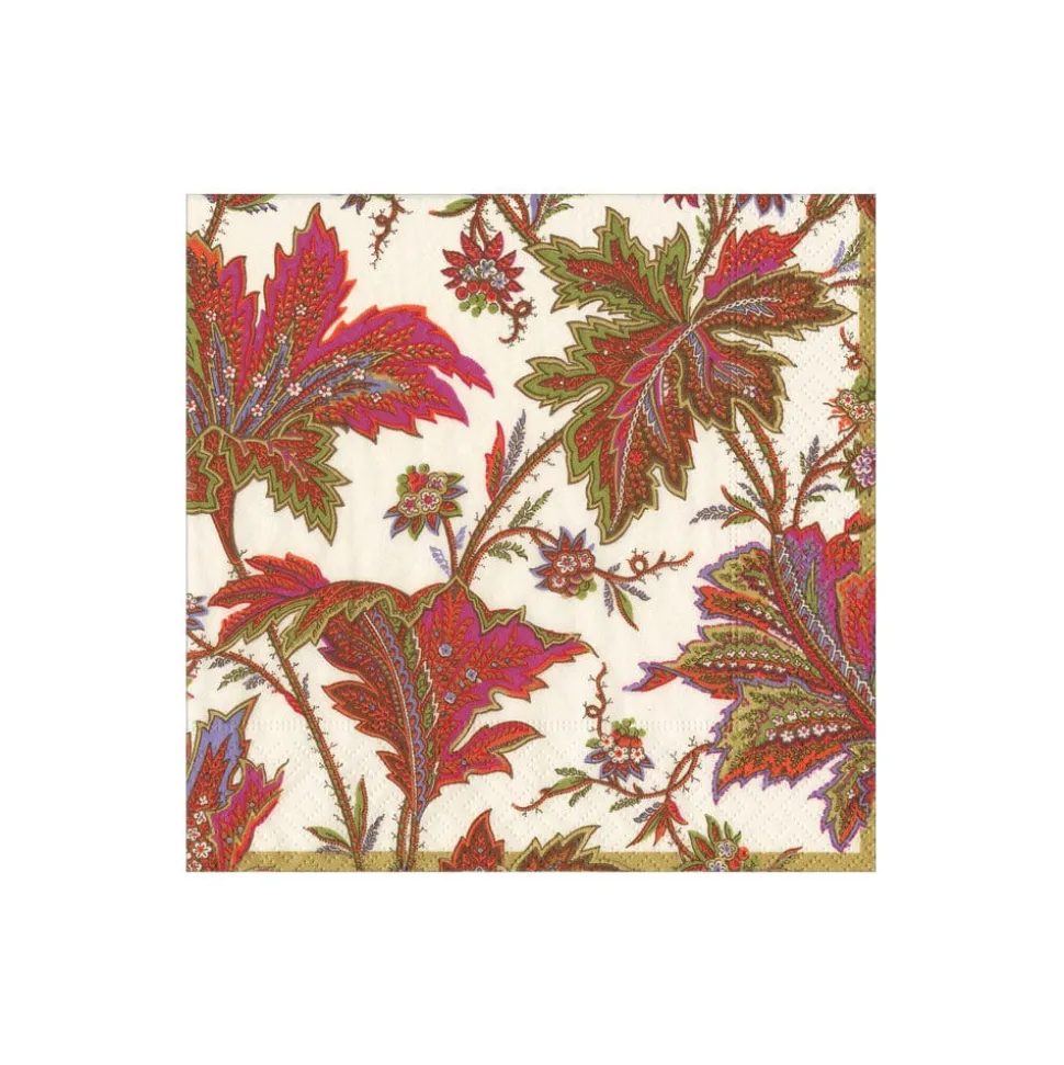 Paisley Leaves Ivory Cocktail Napkins - includes 20 Cocktail Napkins