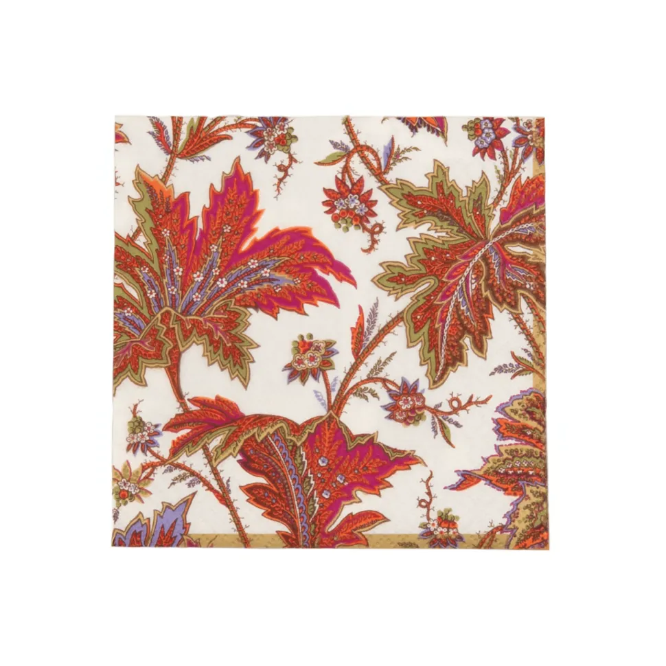 Paisley Leaves Ivory Cocktail Napkins - includes 20 Cocktail Napkins