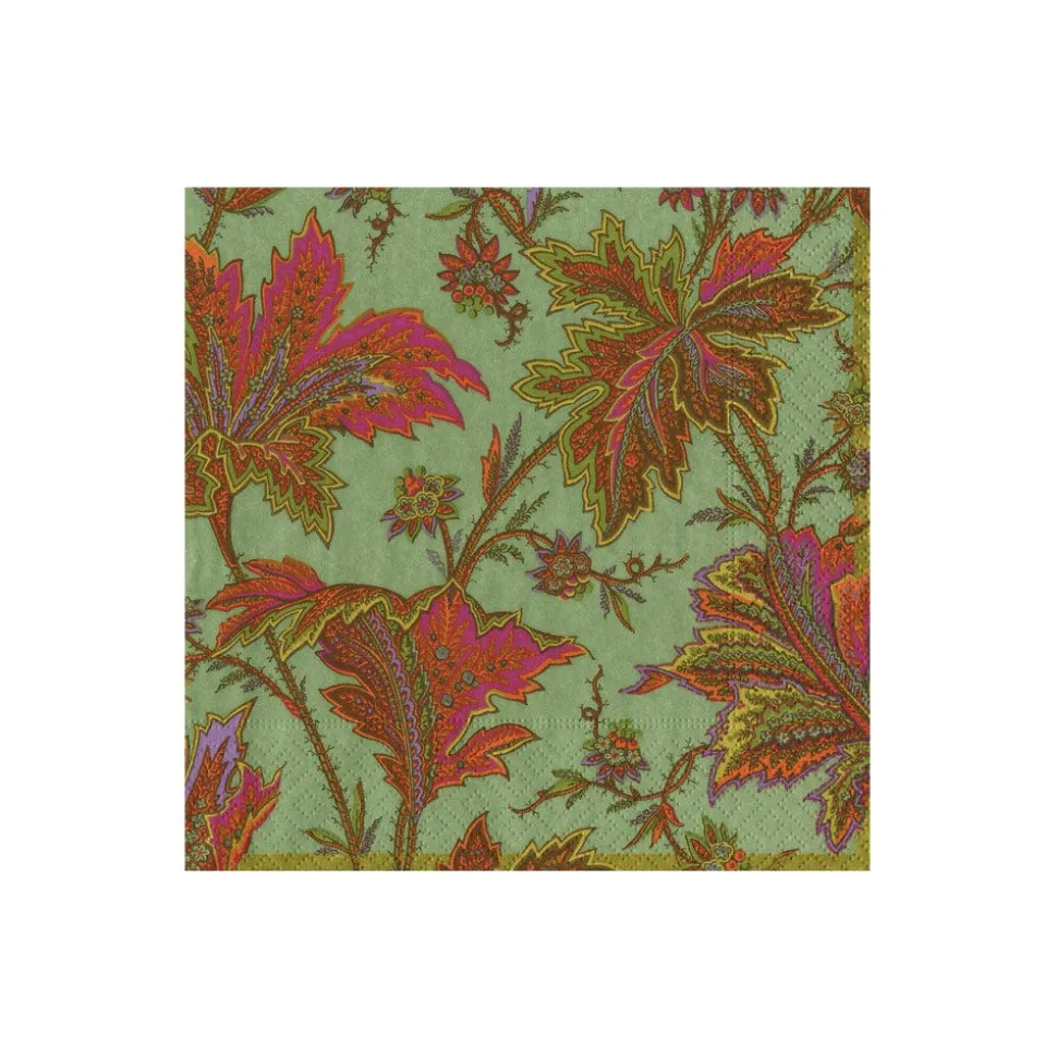 Paisley Leaves Sage Green Cocktail Napkins - includes 20 Cocktail Napkins