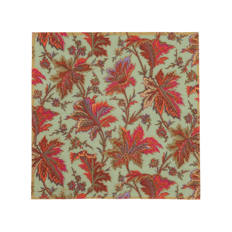 Paisley Leaves Sage Green Cocktail Napkins - includes 20 Cocktail Napkins