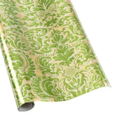 Palazzo Foil Metallic Gift Wrapping Paper in Green & Gold - 30" x 6' Roll