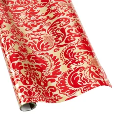 Palazzo Foil Metallic Gift Wrapping Paper in Red & Gold - 30" x 6' Roll