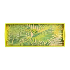 Palm Fronds Lacquer Bar Tray in Gold - 1 Each