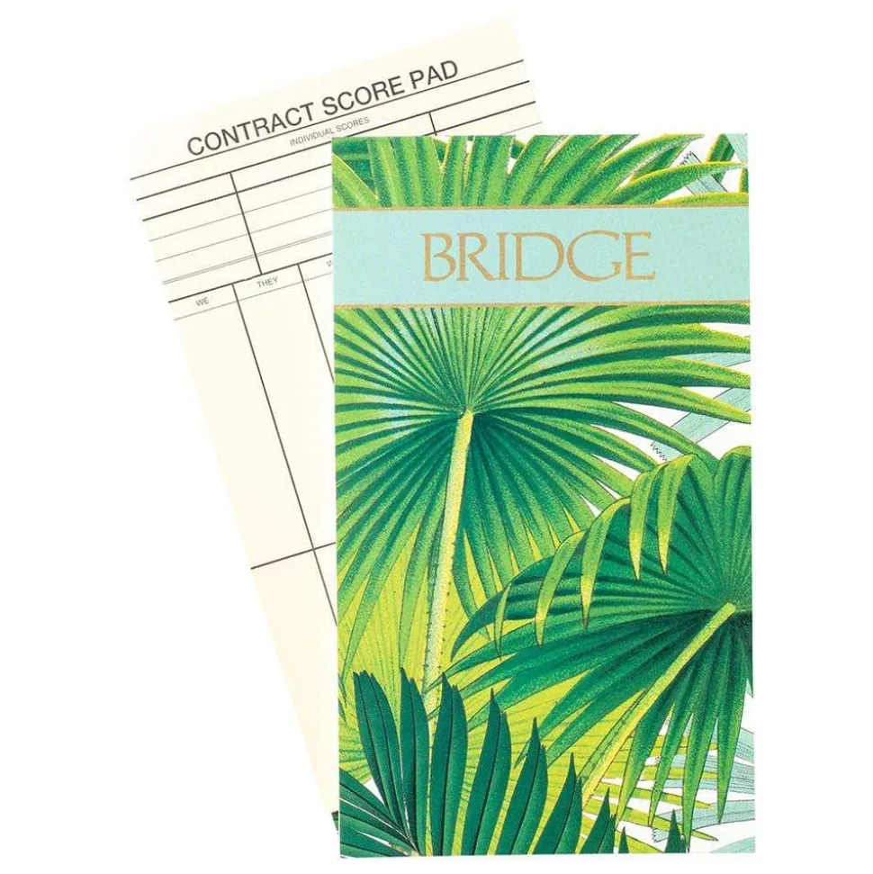 Palm Fronds Large Type Bridge Gift Set - 2 Playing Card Decks & 2 Score Pads