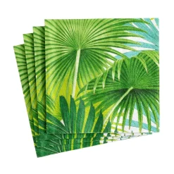 Palm Fronds Paper Cocktail Napkins in White - 20 Per Package