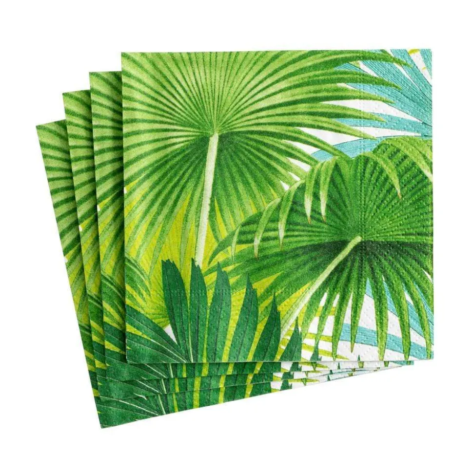 Palm Fronds Paper Cocktail Napkins in White - 20 Per Package