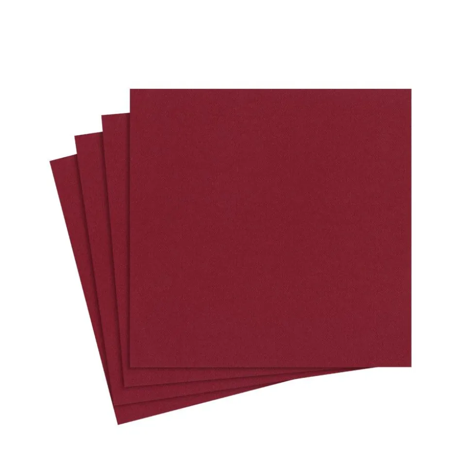 Paper Linen Solid Cocktail Napkins in Cranberry - 15 Per Package