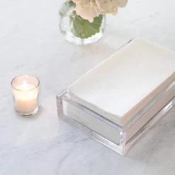 Paper Linen Solid Guest Towel Napkins in White - 12 Per Package