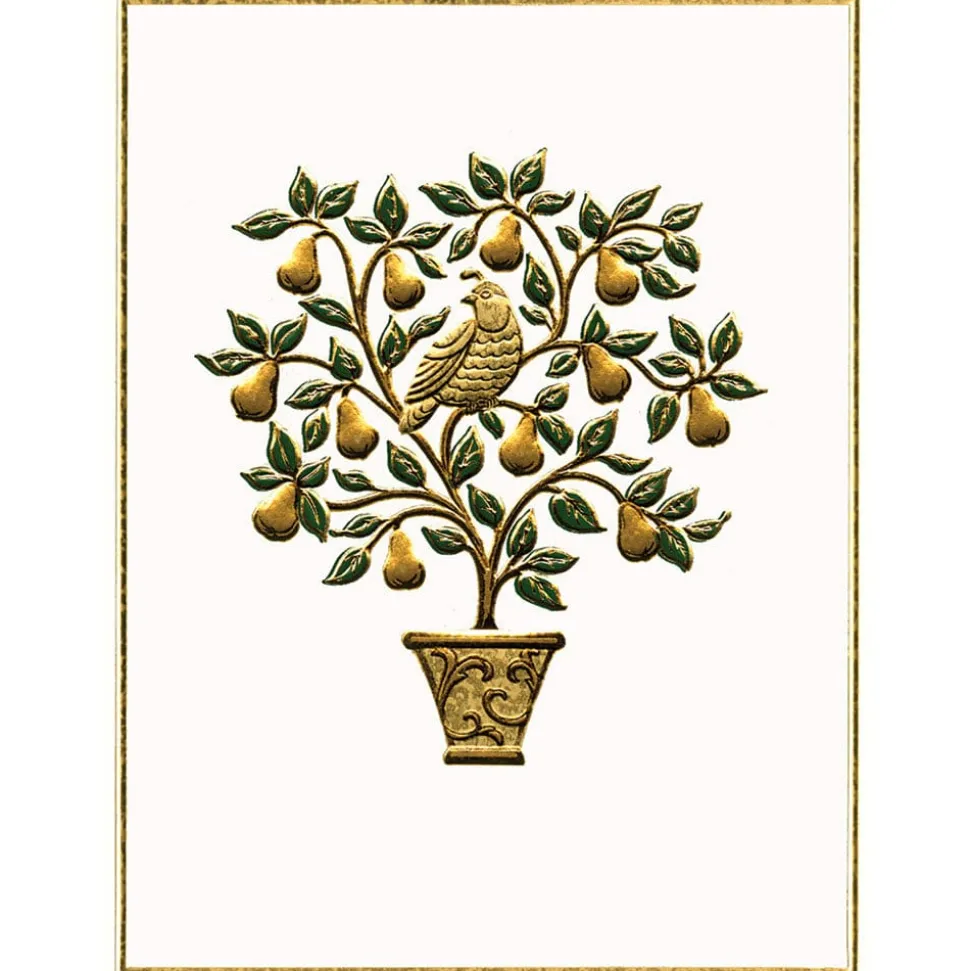 Partridge in a Pear Tree Foil Embossed Large Boxed Christmas Cards - includes 10 Cards & Envelopes