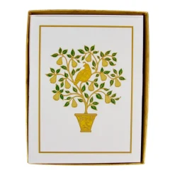 Partridge in a Pear Tree Foil Embossed Large Boxed Christmas Cards - includes 10 Cards & Envelopes