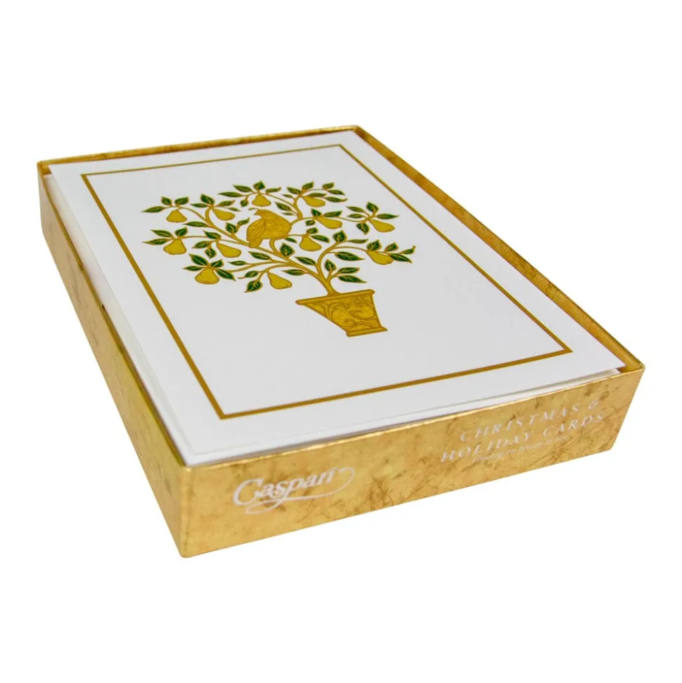Partridge in a Pear Tree Foil Embossed Large Boxed Christmas Cards - includes 10 Cards & Envelopes