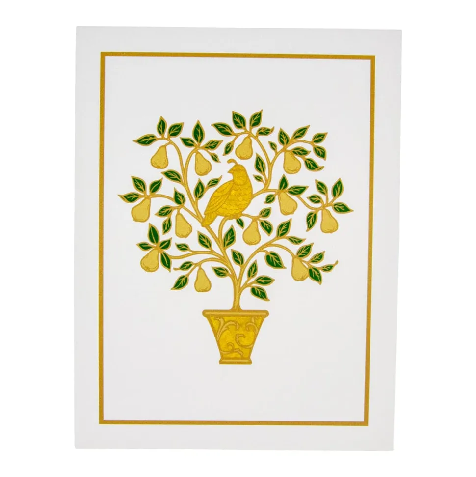 Partridge in a Pear Tree Foil Embossed Large Boxed Christmas Cards - includes 10 Cards & Envelopes