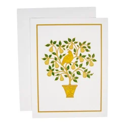 Partridge in a Pear Tree Foil Embossed Large Boxed Christmas Cards - includes 10 Cards & Envelopes