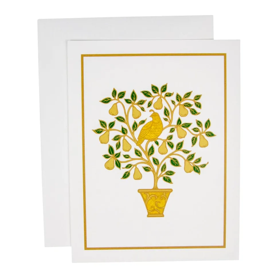 Partridge in a Pear Tree Foil Embossed Large Boxed Christmas Cards - includes 10 Cards & Envelopes