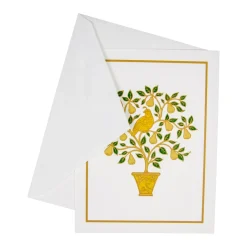 Partridge in a Pear Tree Foil Embossed Large Boxed Christmas Cards - includes 10 Cards & Envelopes