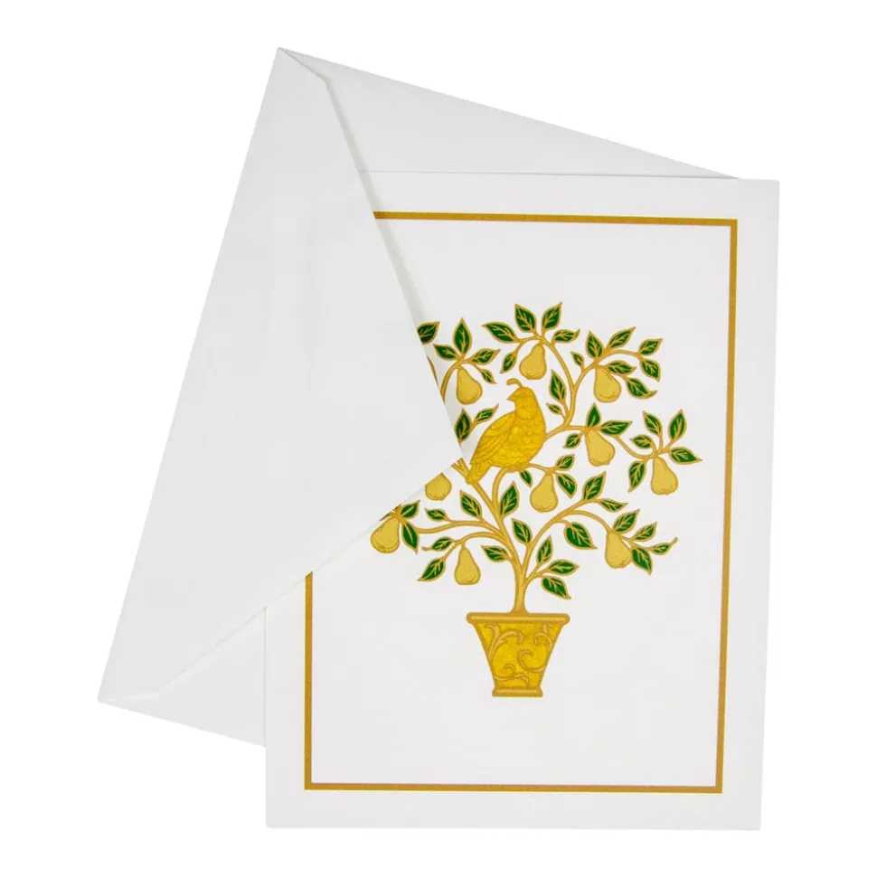 Partridge in a Pear Tree Foil Embossed Large Boxed Christmas Cards - includes 10 Cards & Envelopes