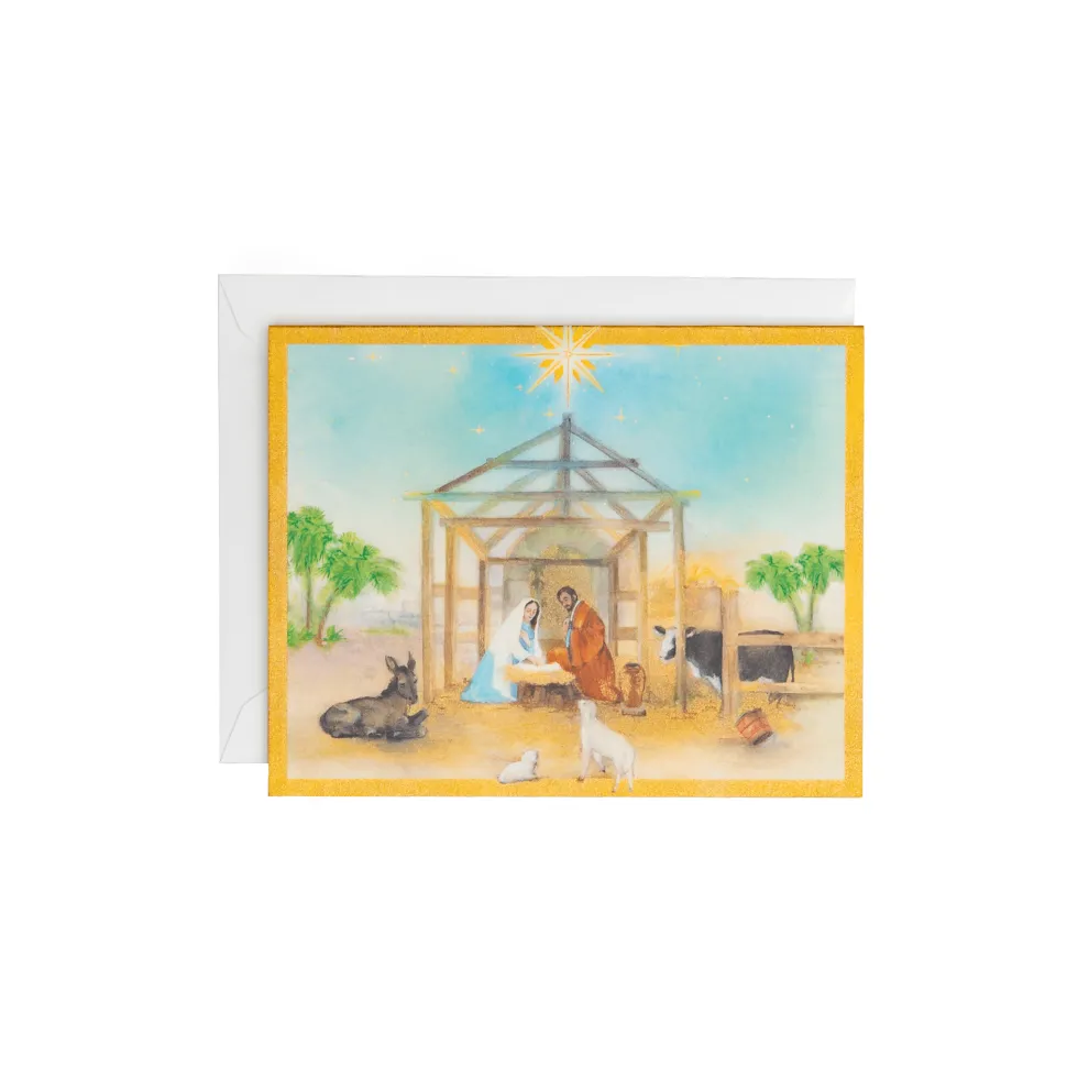 Peaceful Creche Scene Petite Boxed Christmas Cards - includes 15 cards & envelopes