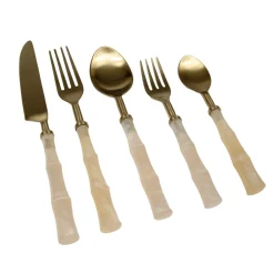 Pearl Bamboo Handle 5 Piece Flatware