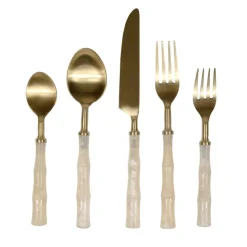 Pearl Bamboo Handle 5 Piece Flatware