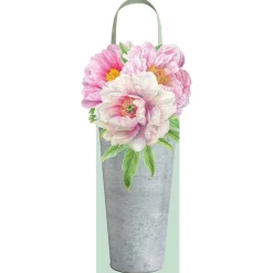 Peonies in French Flower Bucket Wine & Bottle Gift Bag - 1 Each