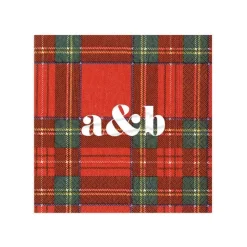 Personalized Double Initial Royal Plaid Cocktail Napkins