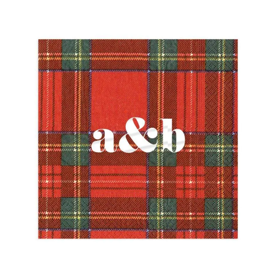Personalized Double Initial Royal Plaid Cocktail Napkins