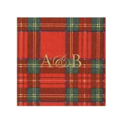 Personalized Double Initial Royal Plaid Cocktail Napkins