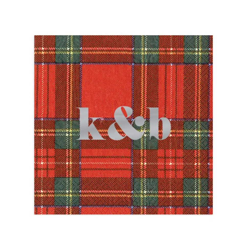 Personalized Double Initial Royal Plaid Cocktail Napkins