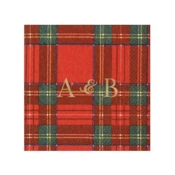 Personalized Double Initial Royal Plaid Cocktail Napkins