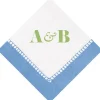 Personalized Double Initial Linen Border Cocktail Napkins