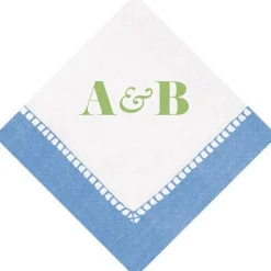 Personalized Double Initial Linen Border Cocktail Napkins