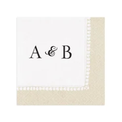 Personalized Double Initial Linen Border Cocktail Napkins