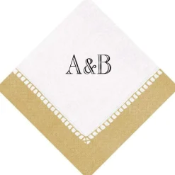 Personalized Double Initial Linen Border Cocktail Napkins