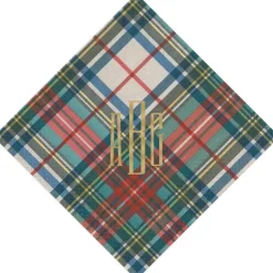 Personalized Monogram Dress Stewart Tartan Cocktail Napkins