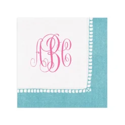 Personalized Monogram Linen Border Cocktail Napkins