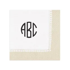 Personalized Monogram Linen Border Cocktail Napkins