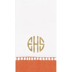 Personalized Monogram Linen Border Guest Towel Napkins