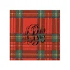 Personalized Monogram Royal Plaid Cocktail Napkins