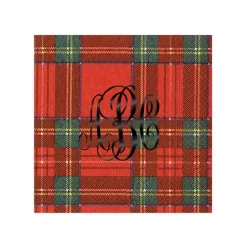 Personalized Monogram Royal Plaid Cocktail Napkins